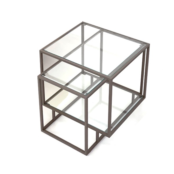 TANGLED SIDE TABLE - TAUPE / CLEAR GLASS