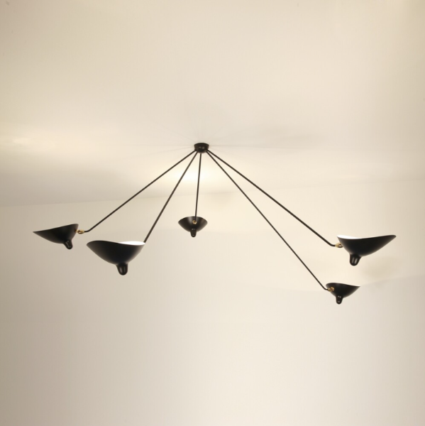 Serge Mouille Ceiling Lamp 5 Fixed Arms
