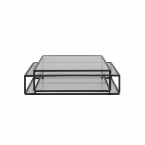 TANGLED SQUARE COFFEE TABLE - BLACK / SMOKED GLASS